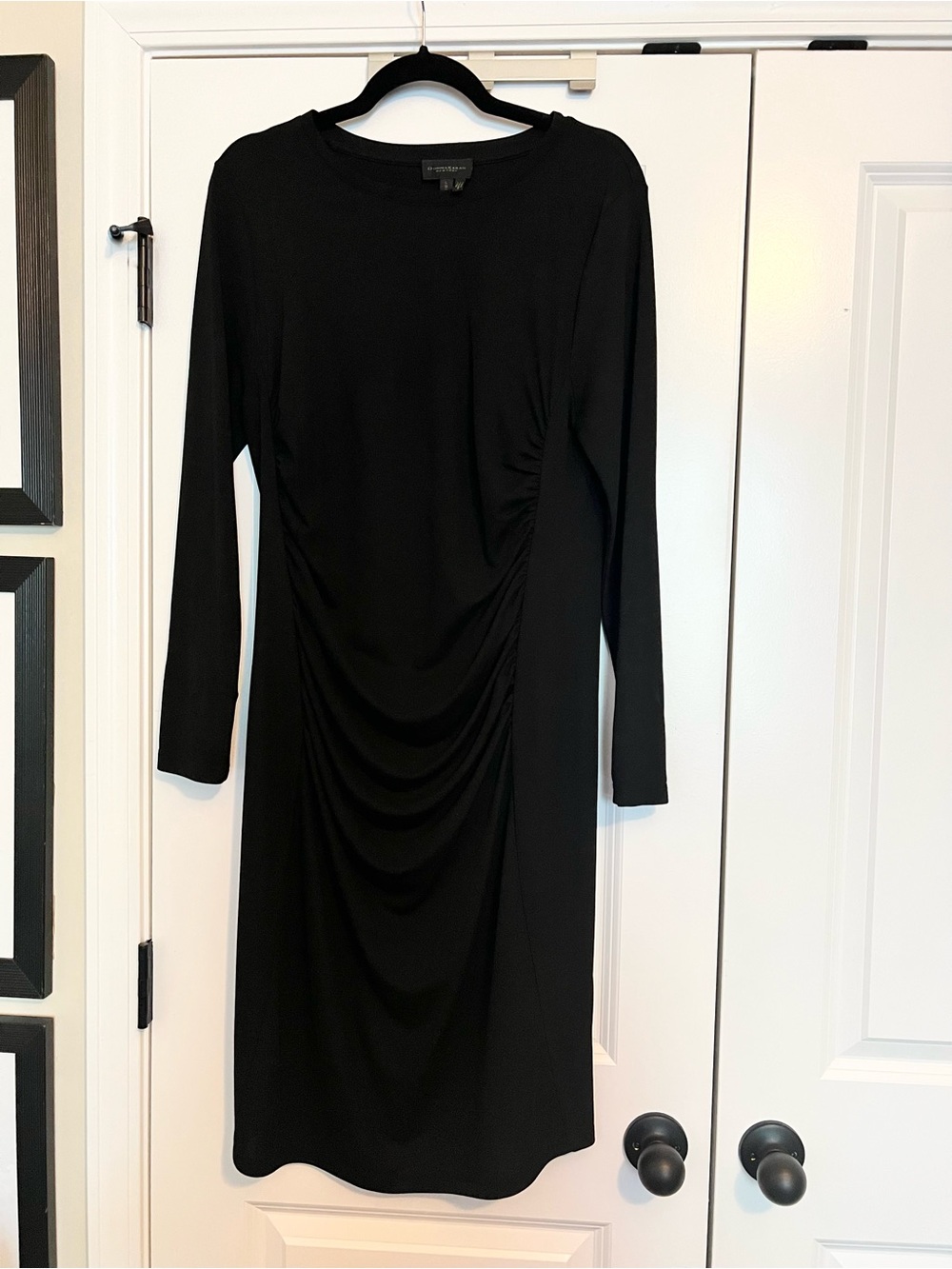Donna Karan New York Black Ruched Long Sleeve Dress – Size L
